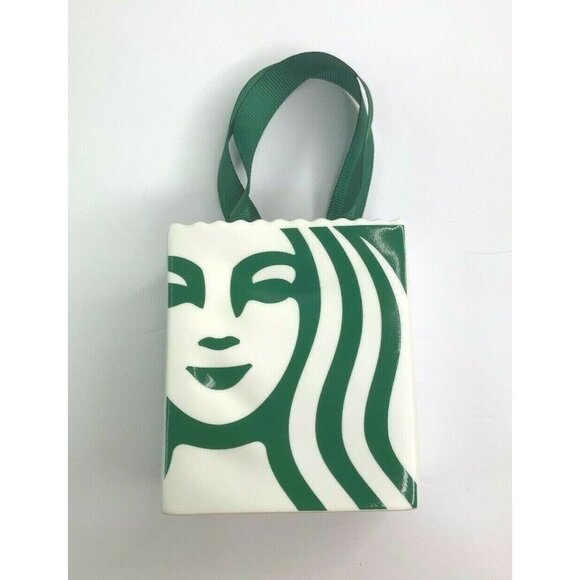 Starbucks 2019 Mermaid Logo Gift Bag Ceramic Holiday Christmas Ornament - Picture 1 of 5